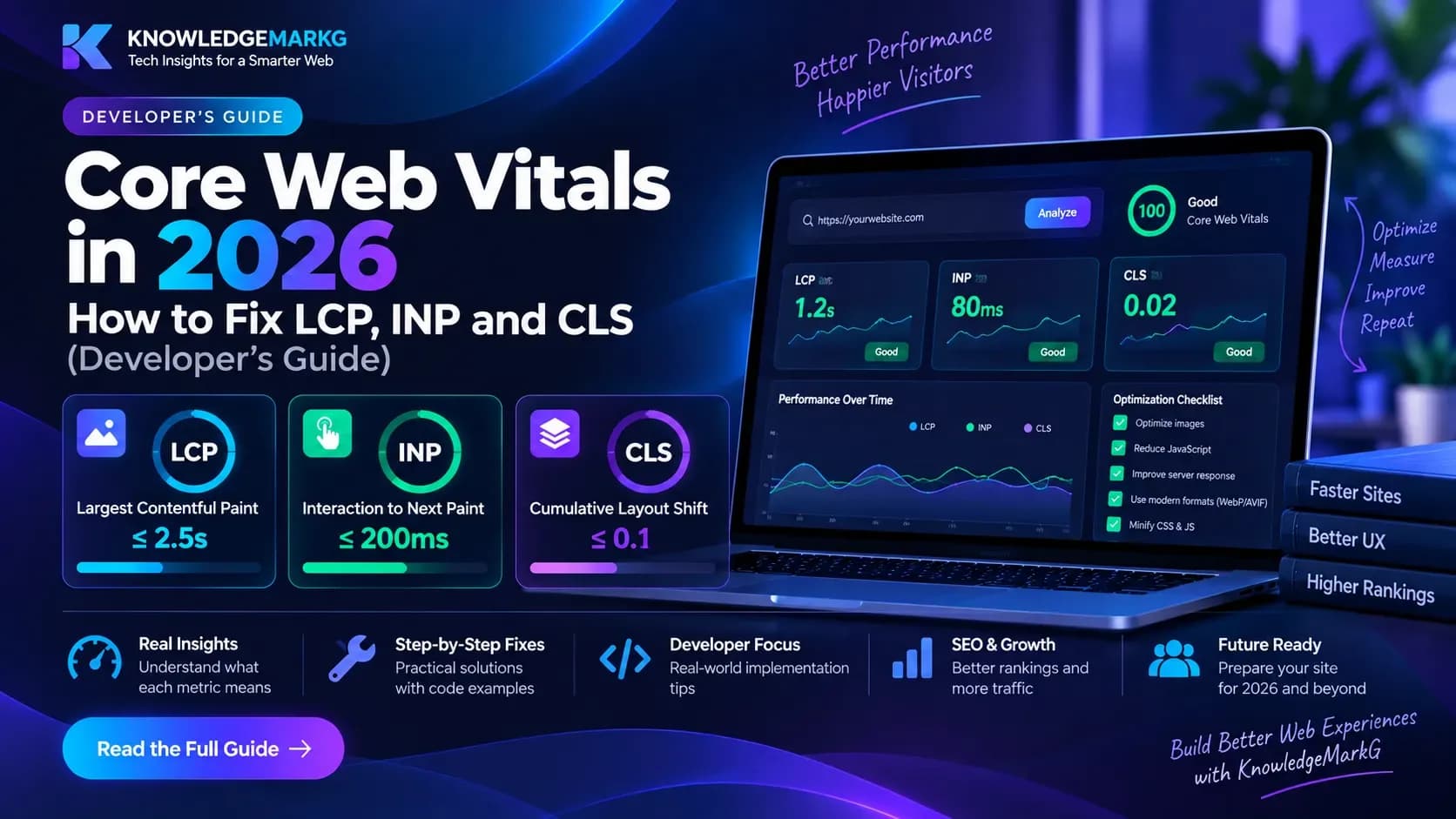 Core Web Vitals guide - how to fix LCP, INP and CLS