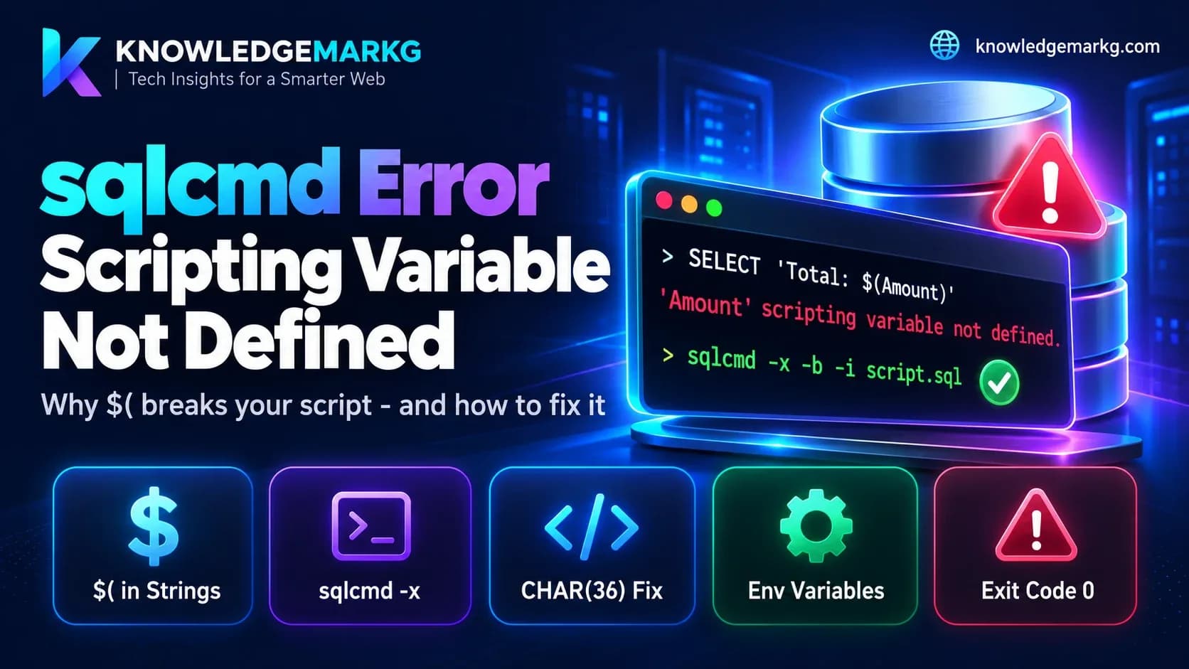 sqlcmd 'scripting variable not defined' error explained - why $( in SQL strings breaks scripts and how to fix it