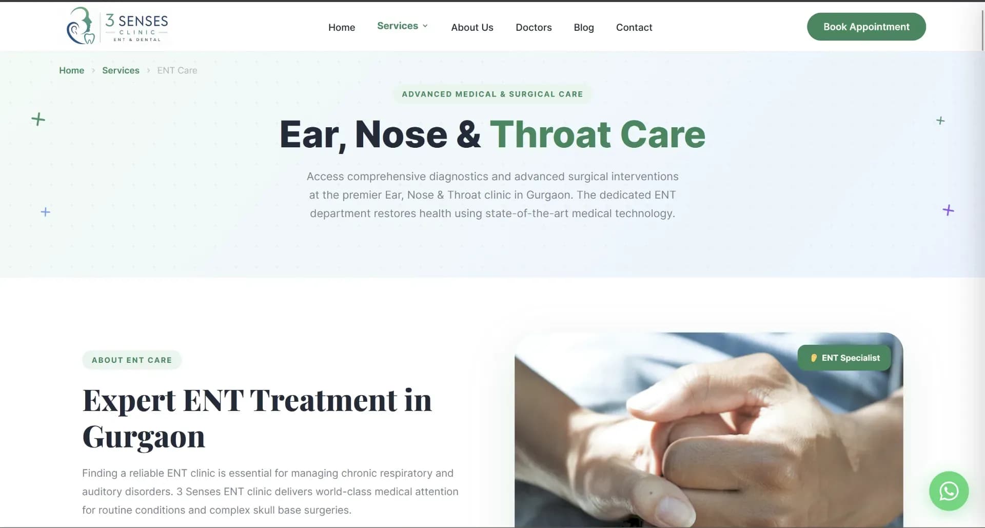 3 Senses Clinics - Multispecialty Clinic Website screenshot 1
